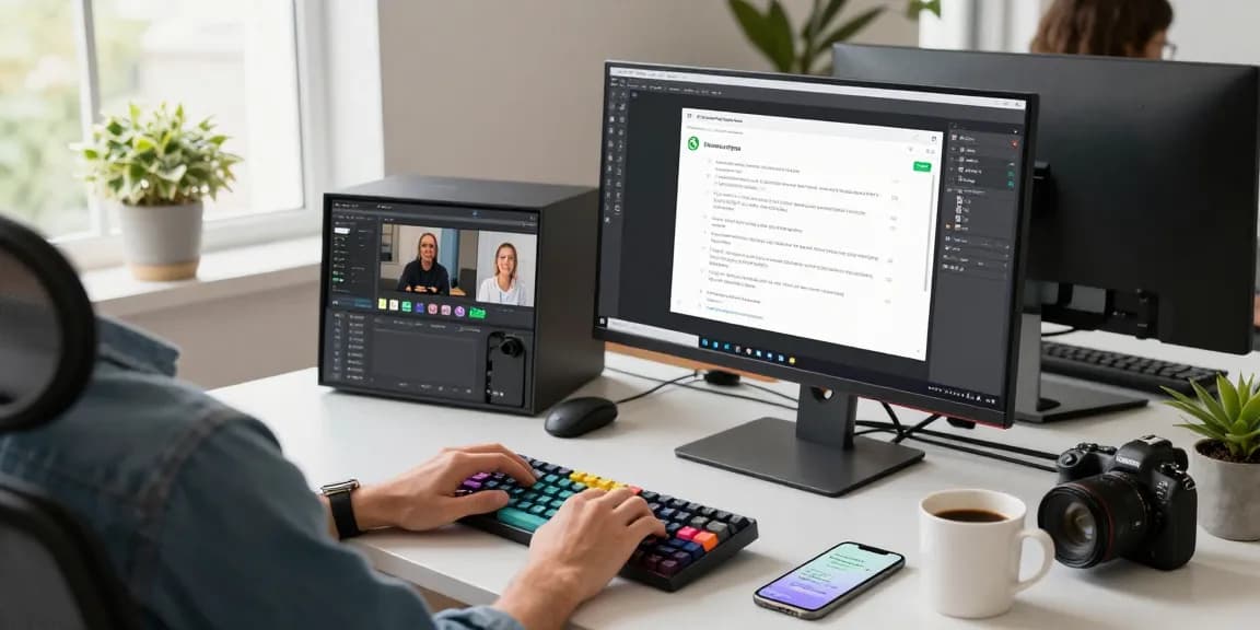 Using WhatsApp電腦版 on a desktop for efficient messaging and collaboration in a vibrant workspace.