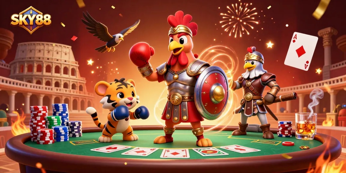 Engage with SKY88 and experience thrilling gaming elements in a vibrant casino scene.