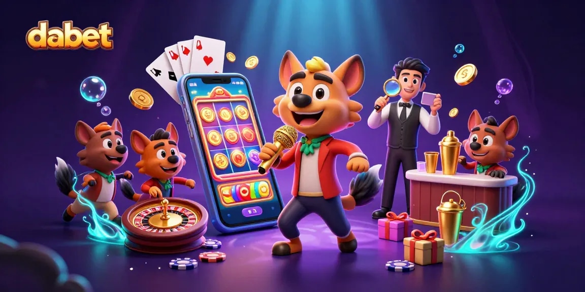 dabet showcases vibrant casino illustrations with hyenas performing comedy, bartending, and ensuring fun
