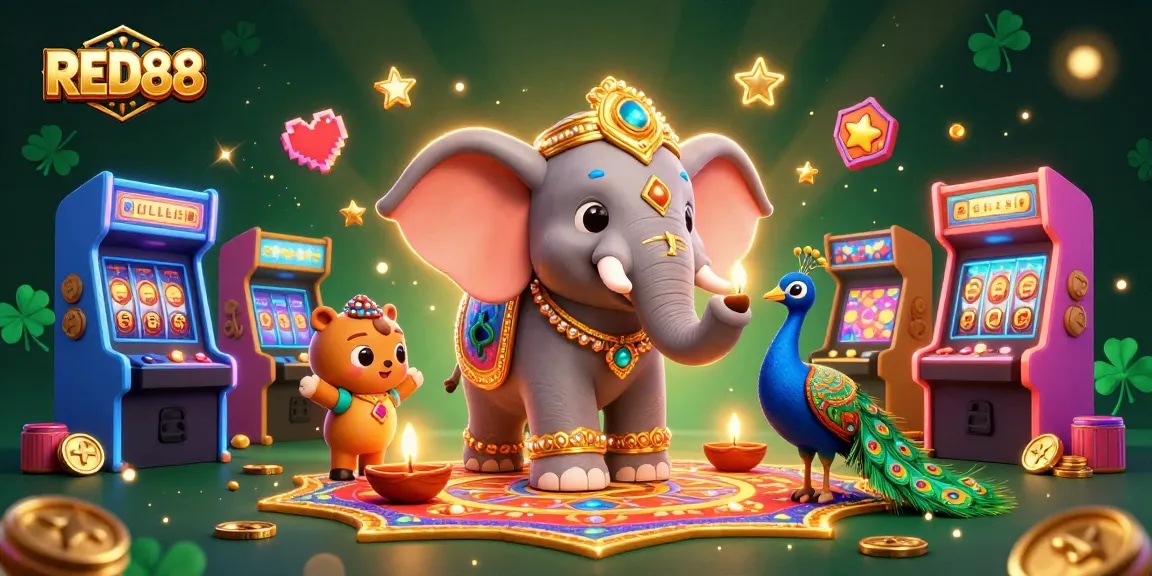Experience the excitement of RED88's colorful casino gaming world with vibrant 3D visuals.