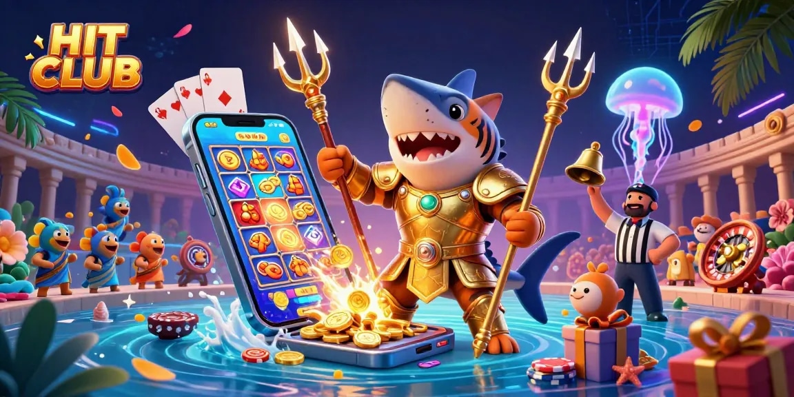 Experience exciting gameplay at HIT CLUB with our vibrant 3D casino illustration showcasing thrilling slot games.