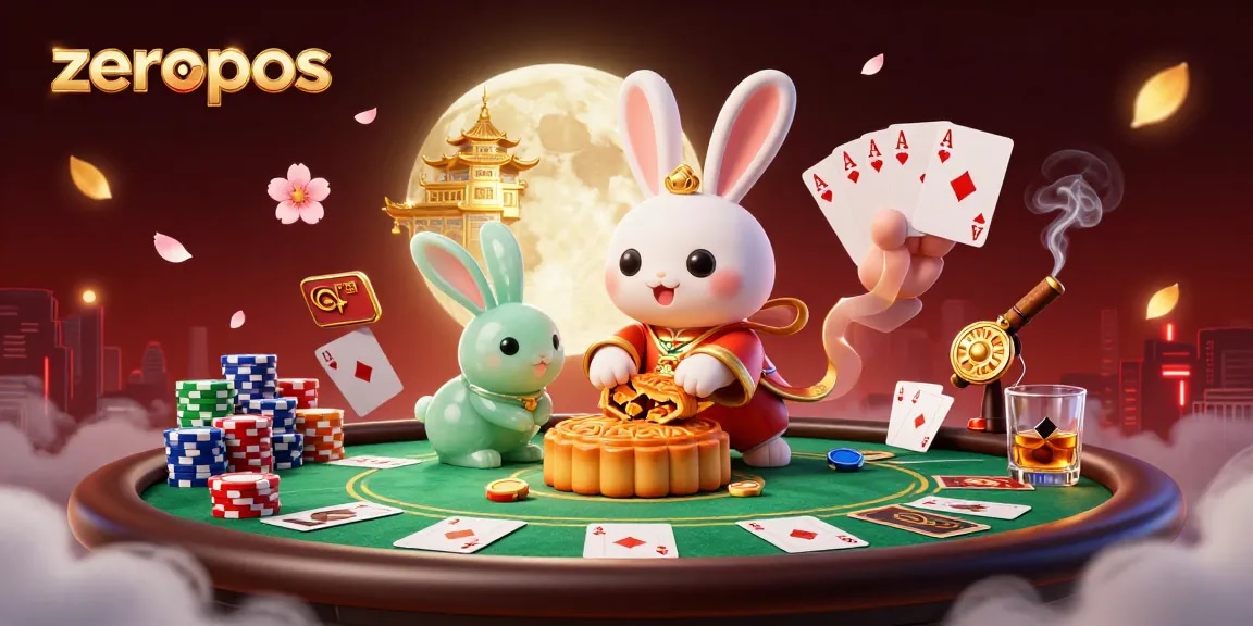 Zeropos highlights poker chips revealed by mooncakes, showcasing Asian folklore and casino excitement.
