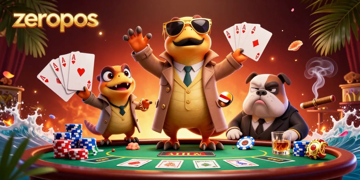 Experience the excitement of zeropos with 3D raptors in a trench coat trying to enter a VIP casino lounge.