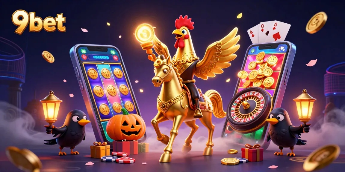 Experience thrilling gameplay at 9bet with a golden rooster and rich casino elements.