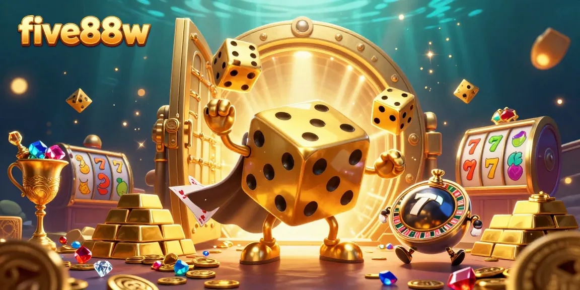 Spin for fortune with five88w's golden dice golem and exciting casino treasures!