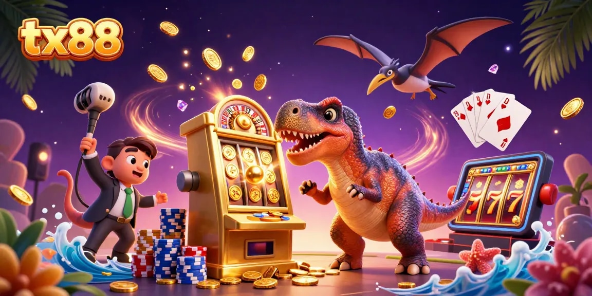 tx88's pachycephalosaurus hits a slot machine, sending coins flying in excitement