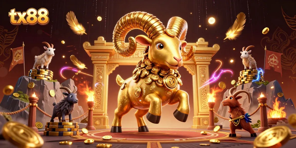 Experience thrilling gameplay at tx88 with a charging golden ram and rich gambling elements.