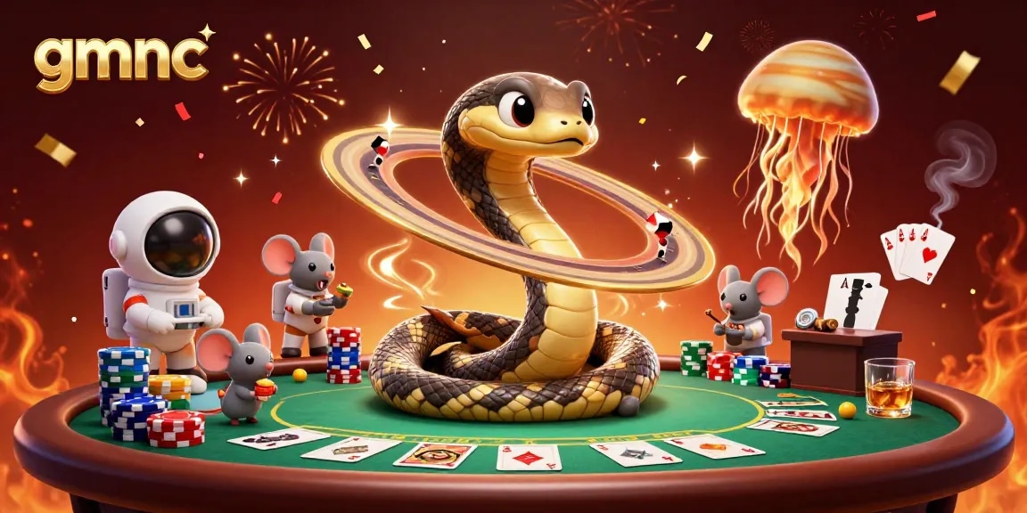 Betting on Saturn's rings in a cosmic casino scene with gmnc branding