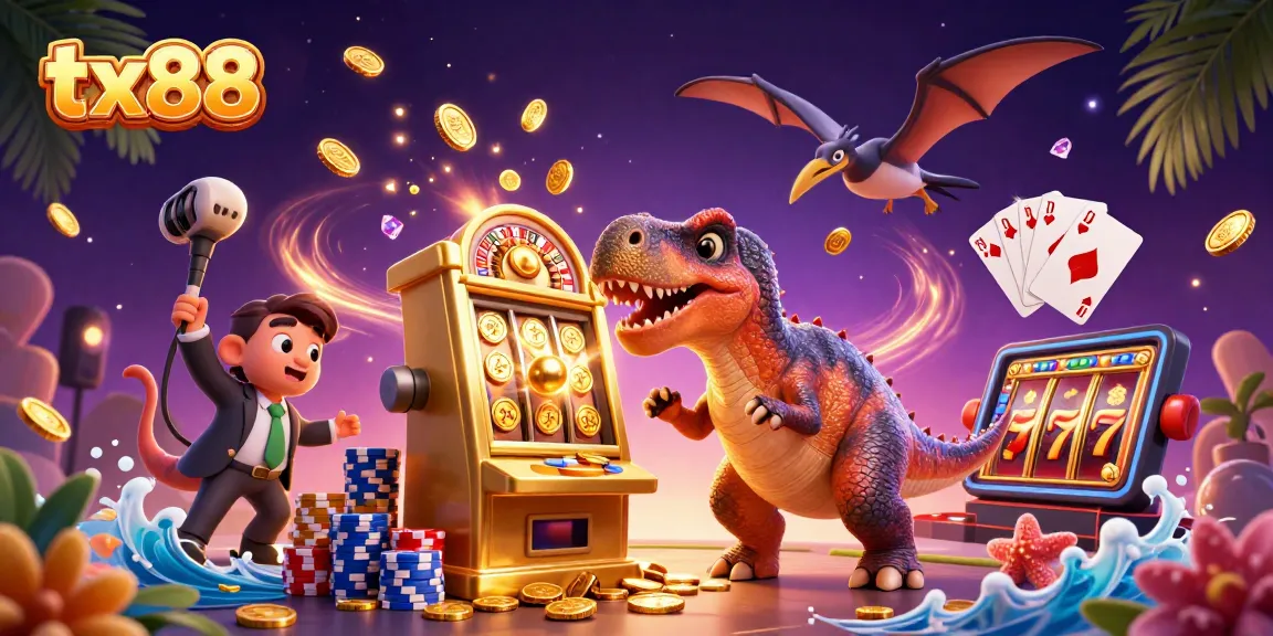 tx88's pachycephalosaurus hits a slot machine, sending coins flying in excitement