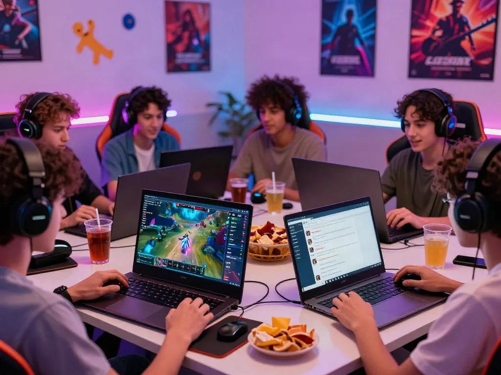 DU88 online gaming session with friends using devices in vibrant atmosphere.