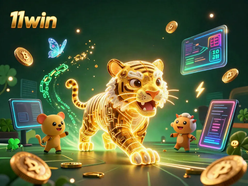 Experience exhilarating gameplay at 11win with glowing cryptocurrency coins and a vibrant casino atmosphere.