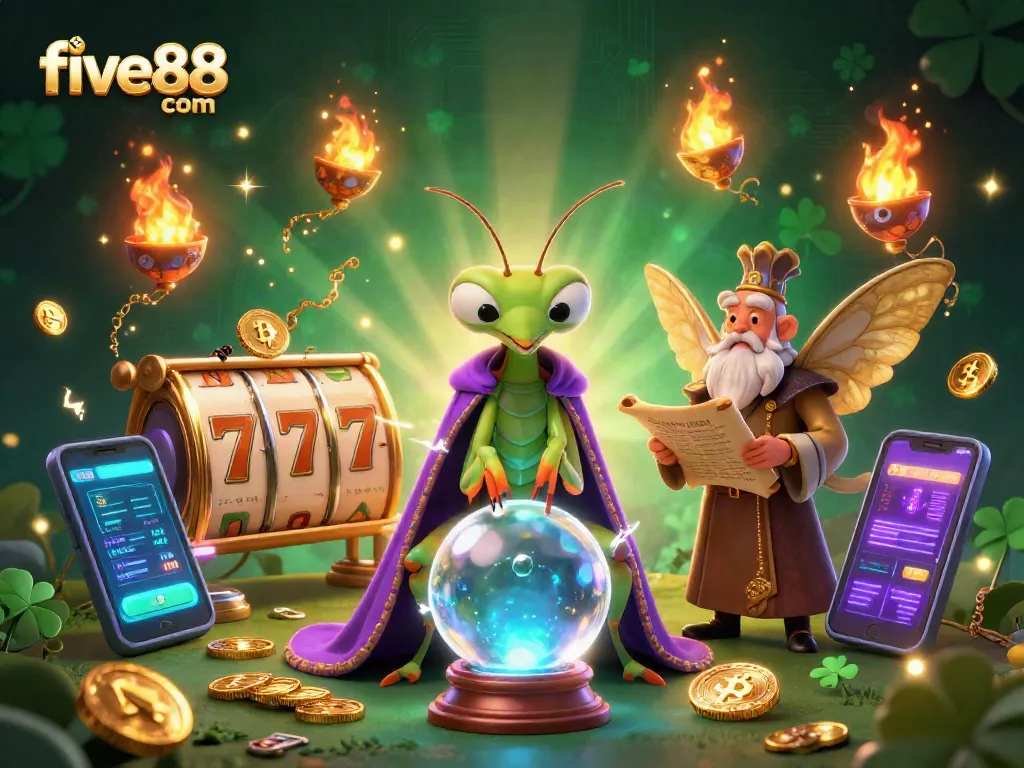 Play engaging casino slots at five88 com with our vibrant 3D illustration showcasing games and excitement.