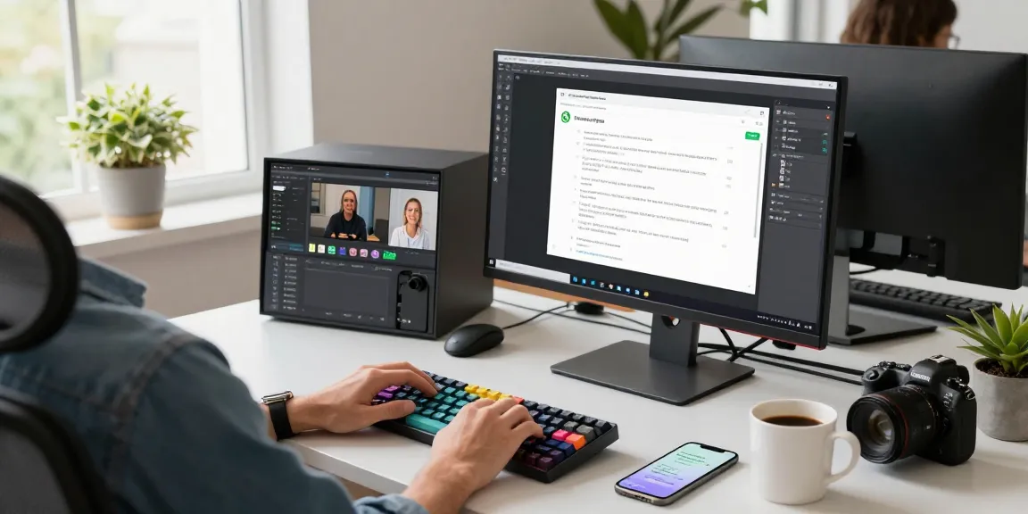 Using WhatsApp電腦版 on a desktop for efficient messaging and collaboration in a vibrant workspace.