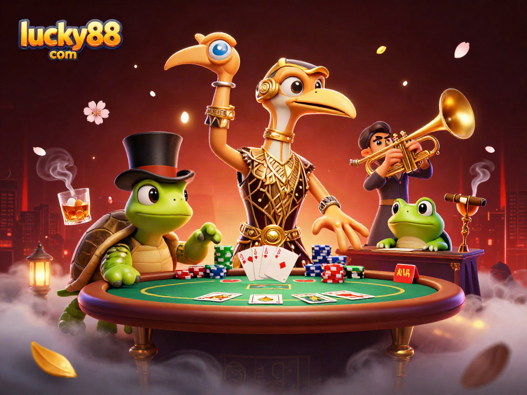 Experience the vibrant world of gambling with lucky88 com amidst thrilling actions and colorful casino elements.