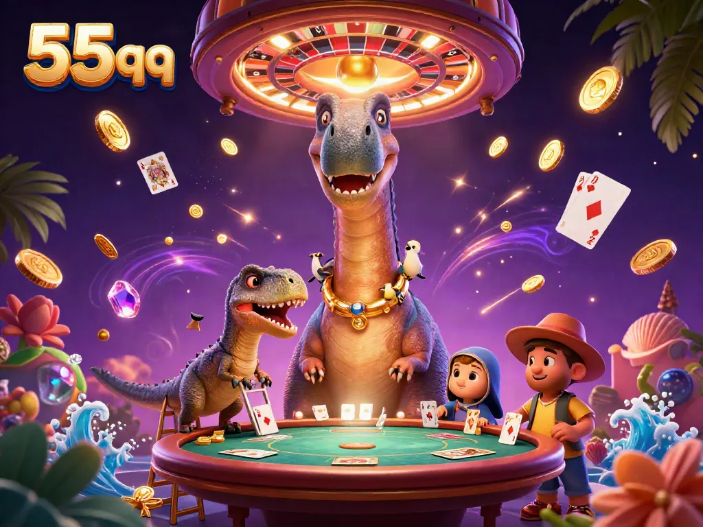 Engage with fun and dynamic casino action in this vibrant 55 qq illustration.