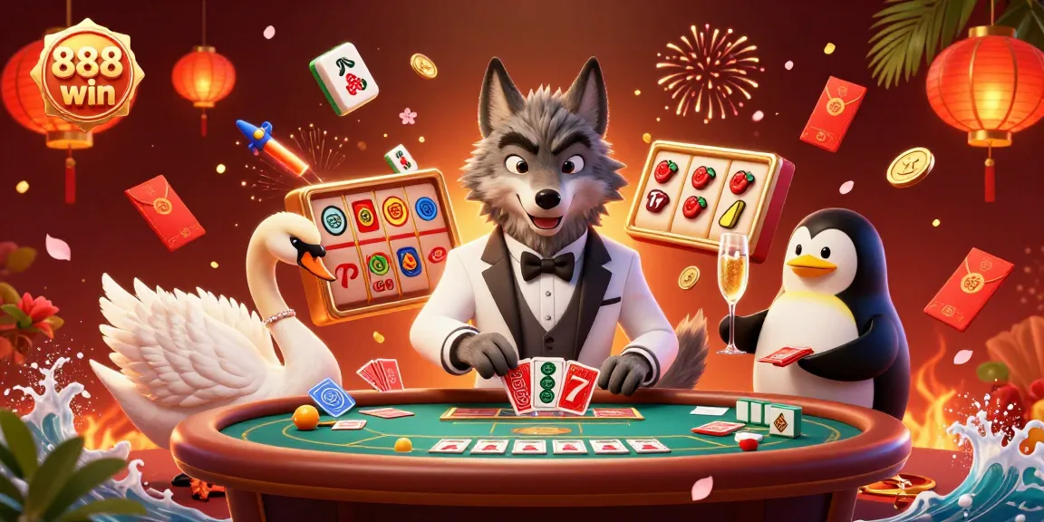 Experience the excitement of 888 win with vibrant 3D casino characters in an extravagant gambling scene.