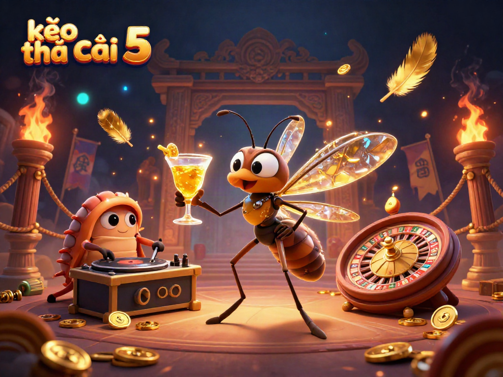 Engage with kèo nhà cái 5 through an energetic casino scene with animated characters and rich game elements.