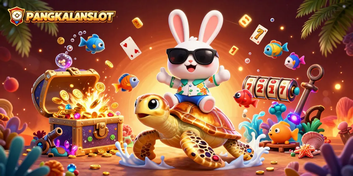 PANGKALANSLOT invites players for adventure with a lucky rabbit and golden turtle among casino riches.