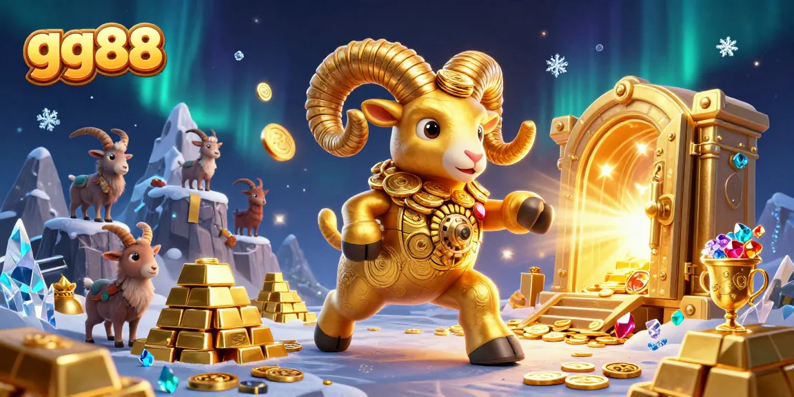 Experience thrilling gameplay at GG88 Casino with vibrant golden ram animation and sparkling treasures.