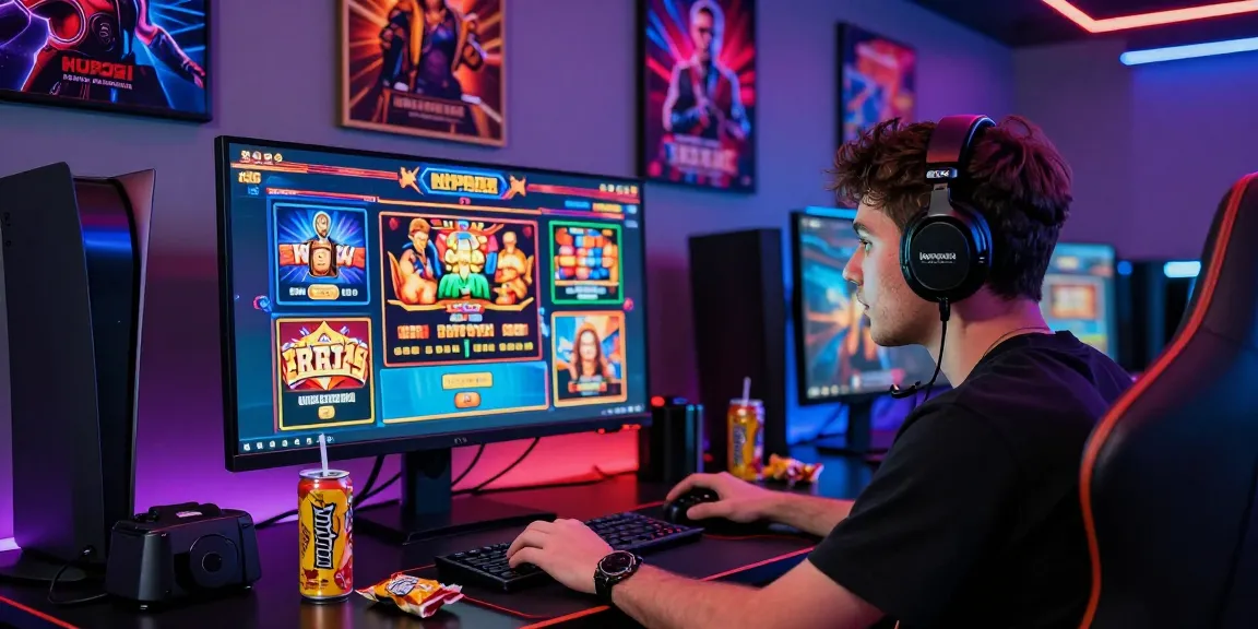 Player engrossed in online gaming on haywin platform with vibrant LED lighting and immersive setup.