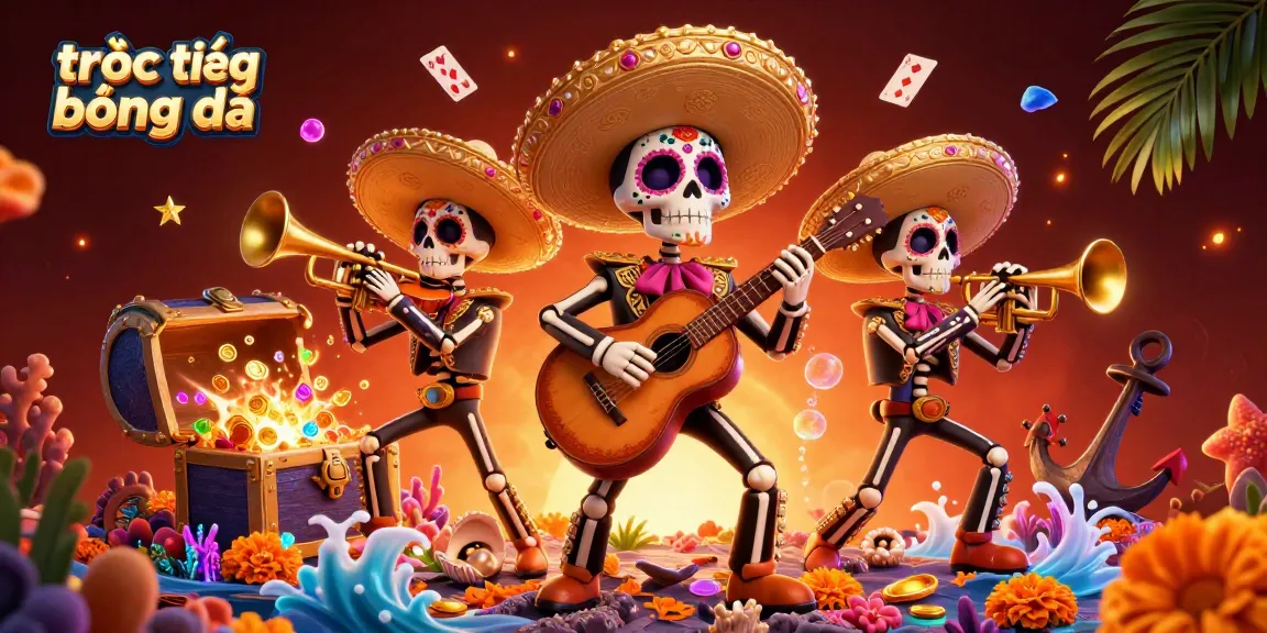 Watch trực tiếp bóng đá with vibrant 3D mariachis celebrating a colorful, dynamic casino atmosphere.