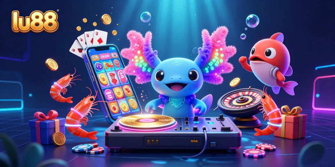Experience the vibrant world of lu88 with a neon-themed underwater casino party featuring dynamic gaming elements.