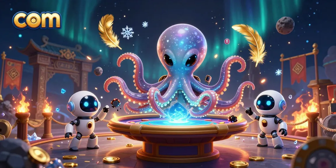 Win big at com with a vibrant alien octopus and poker action in an electrifying casino scene.