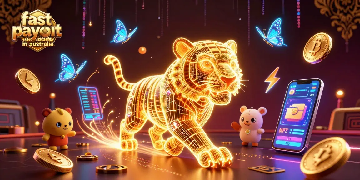 Experience fast payout casinos in Australia with vibrant 3D illustrations of gaming dynamics.