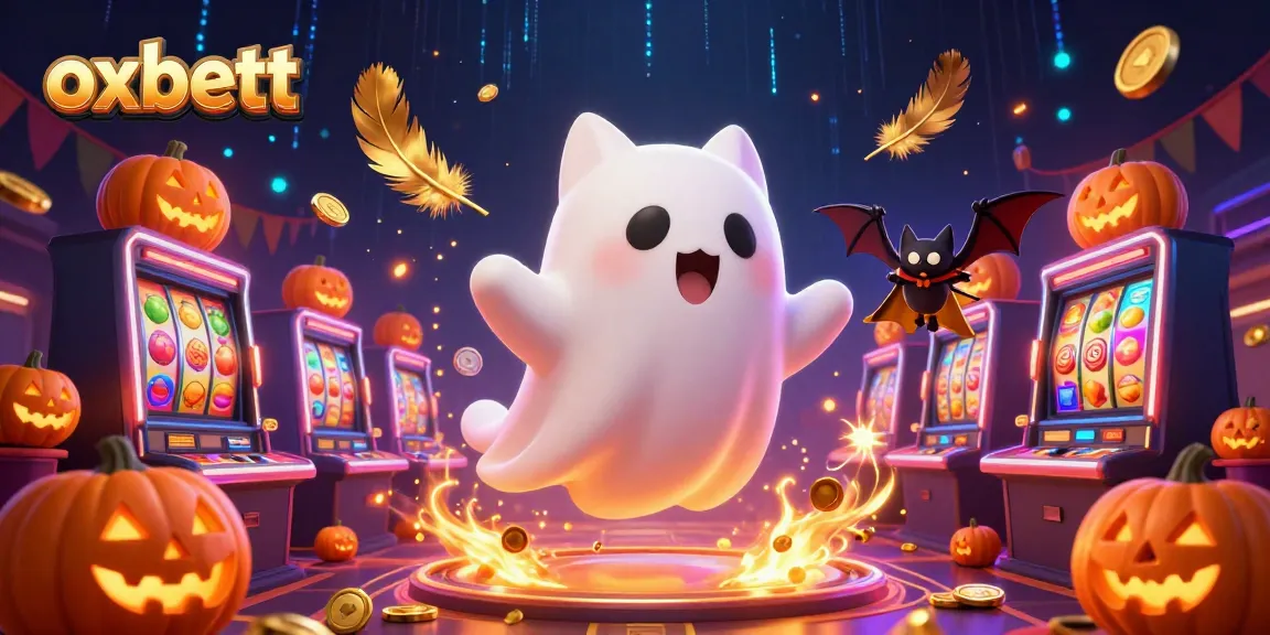 Play slots at Oxbett, where glowing jack-o-lanterns and animated characters create a lively gaming atmosphere.