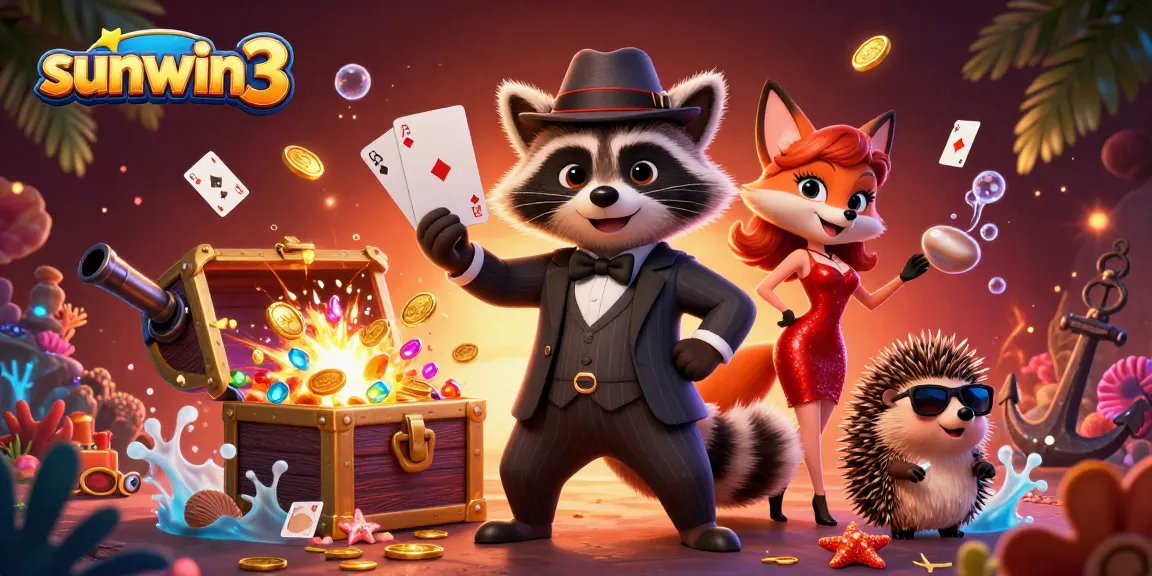 Engage with sunwin3 in a vibrant 3D casino scene featuring characters and exciting gaming elements.