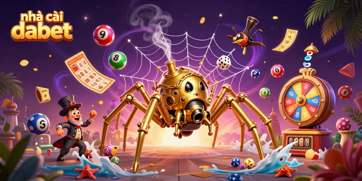 The amazing 3D illustration of the golden spider and Victorian gentleman showcases nhà cái dabet in an exciting gambling scene.